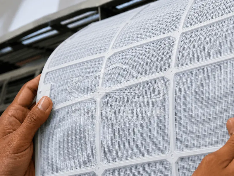 Filter Indoor Sesudah dicuci - hasil cuci AC Graha Teknik